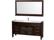 Wyndham Collection Daytona 60 inch Single Bathroom Vanity in Espresso White Man Made Stone Countertop Integrated Sink and 60 inch Mirror