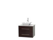 Wyndham Collection Centra 30 inch Single Bathroom Vanity in Espresso White Man Made Stone Countertop Pyra White Porcelain Sink and No Mirror
