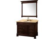 Wyndham Collection Andover 48 inch Single Bathroom Vanity in Dark Cherry Ivory Marble Countertop Undermount Oval Sink and 44 inch Mirror
