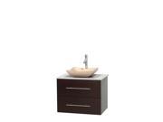 Wyndham Collection Centra 30 inch Single Bathroom Vanity in Espresso White Man Made Stone Countertop Avalon Ivory Marble Sink and No Mirror