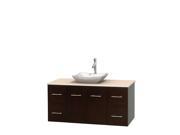 Wyndham Collection Centra 48 inch Single Bathroom Vanity in Espresso Ivory Marble Countertop Avalon White Carrera Marble Sink and No Mirror