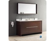 Fresca Allier 60 Wenge Brown Modern Double Sink Bathroom Vanity w Mirror