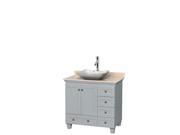 Wyndham Collection Acclaim 36 inch Single Bathroom Vanity in Oyster Gray Ivory Marble Countertop Avalon White Carrera Marble Sink and No Mirror