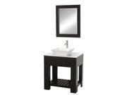 Wyndham Collection Zen II 30 inch Single Bathroom Vanity in Espresso White Man Made Stone Countertop Pyra White Porcelain Sink and 24 inch Mirror