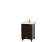 Wyndham Collection Acclaim 24 inch Single Bathroom Vanity in Espresso Ivory Marble Countertop Undermount Square Sink and No Mirror