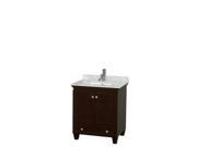Wyndham Collection Acclaim 30 inch Single Bathroom Vanity in Espresso White Carrera Marble Countertop Undermount Square Sink and No Mirror