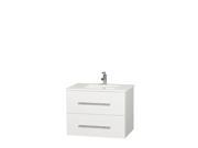Wyndham Collection Centra 30 inch Single Bathroom Vanity in Matte White White Man Made Stone Countertop Undermount Square Sink and No Mirror
