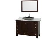 Wyndham Collection Acclaim 48 inch Single Bathroom Vanity in Espresso White Carrera Marble Countertop Altair Black Granite Sink and 24 inch Mirror