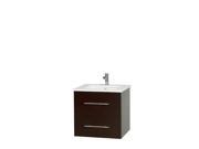Wyndham Collection Centra 24 inch Single Bathroom Vanity in Espresso White Man Made Stone Countertop Undermount Square Sink and No Mirror