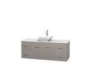 Wyndham Collection Centra 60 inch Single Bathroom Vanity in Gray Oak White Carrera Marble Countertop Pyra White Porcelain Sink and No Mirror