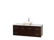 Wyndham Collection Centra 60 inch Single Bathroom Vanity in Espresso White Man Made Stone Countertop Pyra Bone Porcelain Sink and No Mirror