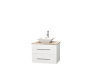 Wyndham Collection Centra 30 inch Single Bathroom Vanity in Matte White Ivory Marble Countertop Pyra White Porcelain Sink and No Mirror