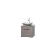 Wyndham Collection Centra 24 inch Single Bathroom Vanity in Gray Oak White Carrera Marble Countertop Avalon White Carrera Marble Sink and No Mirror