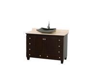 Wyndham Collection Acclaim 48 inch Single Bathroom Vanity in Espresso Ivory Marble Countertop Altair Black Granite Sink and No Mirror
