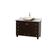 Wyndham Collection Acclaim 48 inch Single Bathroom Vanity in Espresso White Carrera Marble Countertop Avalon Ivory Marble Sink and No Mirror