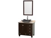 Wyndham Collection Acclaim 36 inch Single Bathroom Vanity in Espresso Ivory Marble Countertop Altair Black Granite Sink and 24 inch Mirror