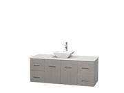 Wyndham Collection Centra 60 inch Single Bathroom Vanity in Gray Oak White Man Made Stone Countertop Pyra White Porcelain Sink and No Mirror