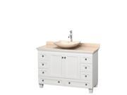 Wyndham Collection Acclaim 48 inch Single Bathroom Vanity in White Ivory Marble Countertop Arista Ivory Marble Sink and No Mirror