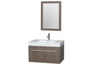 Wyndham Collection Axa 36 inch Single Bathroom Vanity in Gray Oak Acrylic Resin Countertop Integrated Sink and 24 inch Mirror