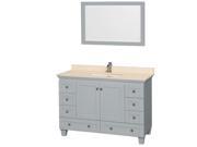 Wyndham Collection Acclaim 48 inch Single Bathroom Vanity in Oyster Gray Ivory Marble Countertop Undermount Square Sink and 24 inch Mirror