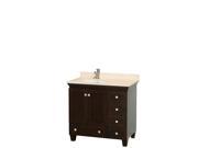 Wyndham Collection Acclaim 36 inch Single Bathroom Vanity in Espresso Ivory Marble Countertop Undermount Square Sink and No Mirror