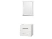 Wyndham Collection Centra 24 inch Single Bathroom Vanity in Matte White No Countertop No Sink and 24 inch Mirror