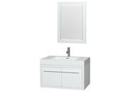 Wyndham Collection Axa 36 inch Single Bathroom Vanity in Glossy White Acrylic Resin Countertop Integrated Sink and 24 inch Mirror
