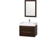 Wyndham Collection Amare 30 inch Single Bathroom Vanity in Espresso with Acrylic Resin Top Integrated Sink and 24 inch Mirror