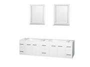 Wyndham Collection Centra 80 inch Double Bathroom Vanity in Matte White No Countertop No Sinks and 24 inch Mirrors