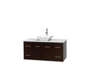 Wyndham Collection Centra 48 inch Single Bathroom Vanity in Espresso White Man Made Stone Countertop Pyra White Porcelain Sink and No Mirror