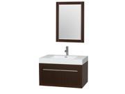 Wyndham Collection Axa 36 inch Single Bathroom Vanity in Espresso Acrylic Resin Countertop Integrated Sink and 24 inch Mirror