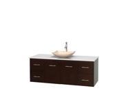 Wyndham Collection Centra 60 inch Single Bathroom Vanity in Espresso White Man Made Stone Countertop Arista Ivory Marble Sink and No Mirror