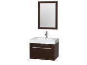 Wyndham Collection Axa 30 inch Single Bathroom Vanity in Espresso Acrylic Resin Countertop Integrated Sink and 24 inch Mirror