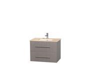 Wyndham Collection Centra 30 inch Single Bathroom Vanity in Gray Oak Ivory Marble Countertop Undermount Square Sink and No Mirror