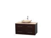 Wyndham Collection Centra 42 inch Single Bathroom Vanity in Espresso Ivory Marble Countertop Arista Ivory Marble Sink and No Mirror