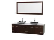 Wyndham Collection Centra 80 inch Double Bathroom Vanity in Espresso White Man Made Stone Countertop Altair Black Granite Sinks and 70 inch Mirror