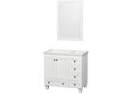 Wyndham Collection Acclaim 36 inch Single Bathroom Vanity in White No Countertop No Sink and 24 inch Mirror
