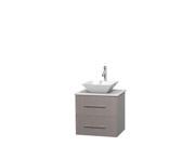 Wyndham Collection Centra 24 inch Single Bathroom Vanity in Gray Oak White Man Made Stone Countertop Pyra White Porcelain Sink and No Mirror