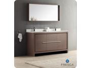 Fresca Allier 60 Gray Oak Modern Double Sink Bathroom Vanity w Mirror