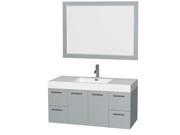 Wyndham Collection Amare 48 inch Single Bathroom Vanity in Dove Gray Acrylic Resin Countertop Integrated Sink and 46 inch Mirror
