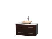 Wyndham Collection Centra 42 inch Single Bathroom Vanity in Espresso White Man Made Stone Countertop Avalon Ivory Marble Sink and No Mirror