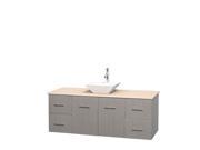 Wyndham Collection Centra 60 inch Single Bathroom Vanity in Gray Oak Ivory Marble Countertop Pyra White Porcelain Sink and No Mirror
