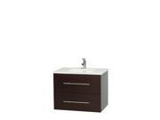 Wyndham Collection Centra 30 inch Single Bathroom Vanity in Espresso White Man Made Stone Countertop Undermount Square Sink and No Mirror
