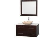 Wyndham Collection Centra 42 inch Single Bathroom Vanity in Espresso White Man Made Stone Countertop Avalon Ivory Marble Sink and 36 inch Mirror
