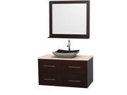 Wyndham Collection Centra 42 inch Single Bathroom Vanity in Espresso Ivory Marble Countertop Altair Black Granite Sink and 36 inch Mirror