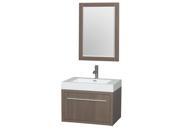 Wyndham Collection Axa 30 inch Single Bathroom Vanity in Gray Oak Acrylic Resin Countertop Integrated Sink and 24 inch Mirror