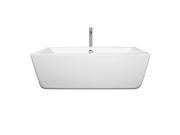 Wyndham Collection Laura 59 inch Freestanding Bathtub in White with Floor Mounted Faucet Drain and Overflow Trim in Polished Chrome
