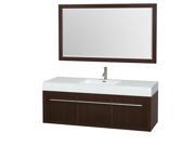Wyndham Collection Axa 60 inch Single Bathroom Vanity in Espresso Acrylic Resin Countertop Integrated Sink and 58 inch Mirror