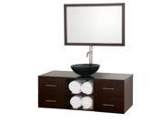 Wyndham Collection Abba 48 inch Single Bathroom Vanity in Espresso Smoke Glass Countertop Smoke Glass Sink and 36 inch Mirror