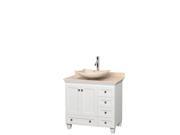 Wyndham Collection Acclaim 36 inch Single Bathroom Vanity in White Ivory Marble Countertop Arista Ivory Marble Sink and No Mirror